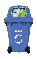 blue vector trash bin for glass
