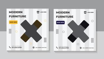 venta de muebles modernos publicación en redes sociales y plantilla de diseño de banner web vector