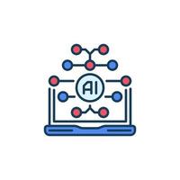AI Brain and Laptop Computer vector Artificial Intelligence App colored icon