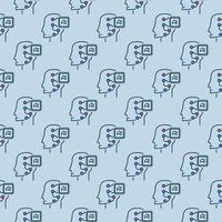 AI Chip in Human Head vector Artificial Intelligence colored seamless pattern