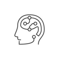 AI Brain in Head vector Artificial Intelligence concept outline icon