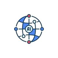 AI Globe vector Artificial Intelligence Earth Globe concept colored round icon