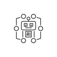 AI Robot vector Artificial Intelligence concept minimal line icon or sign