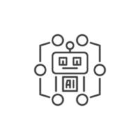 AI Robot vector Artificial Intelligence concept minimal line icon or sign