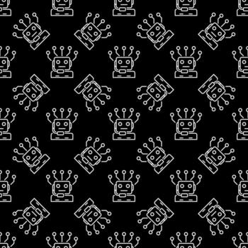 AI Robot Chatbot vector Artificial Intelligence Chatbot dark line seamless pattern