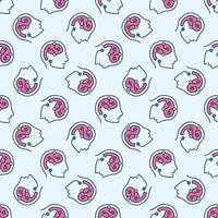 Artificial Intelligence Brain in Head vector AI colored seamless pattern
