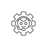 Chat Bot in Cog Wheel vector ChatBot Settings concept line icon