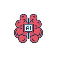 Artificial Intelligence Red Brain vector AI Mind concept colored icon