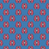 Artificial Intelligence Red Brain vector AI Mind colored seamless pattern