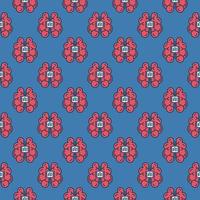 Artificial Intelligence Red Brain vector AI Mind colored seamless pattern