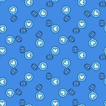 Chatbot Heart Message in Speech Bubble I Love You concept seamless pattern vector
