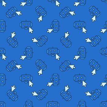 chatbot con ratón cursor vector azul sin costura modelo
