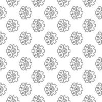 Gear with AI Brain vector Artificial Intelligence concept line seamless pattern