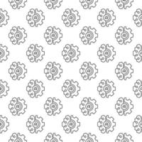 Gear with AI Brain vector Artificial Intelligence concept line seamless pattern