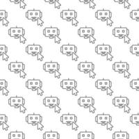 Mouse Cursor on Chatbot sign vector outline seamless pattern