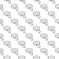 Mouse Cursor on Chatbot sign vector outline seamless pattern