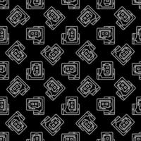 Smartphone with Chatbot Speech Bubble vector dark line seamless pattern