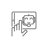 Tablet with Chatbot vector concept thin line icon or sign