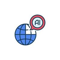 AI Speech Bubble and Earth Globe with vector Artificial Intelligence colored icon