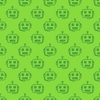 AI Chatbot Robot Character vector line green seamless pattern