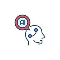 AI Speech Bubble and Head vector Artificial Intelligence Head concept colored icon