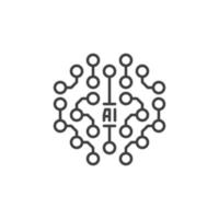 AI Circuits Brain vector Artificial Intelligence concept outline icon or symbol