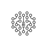 AI Circuits Brain vector Artificial Intelligence concept outline icon or symbol