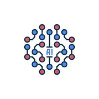 AI Brain Circuit Board vector Artificial Intelligence concept colored icon
