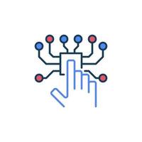 AI Chip with Human Hand vector Artificial Intelligence concept colored icon