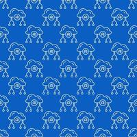 AI Cloud vector Artificial Intelligence line blue seamless pattern