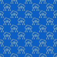 AI Cloud vector Artificial Intelligence line blue seamless pattern