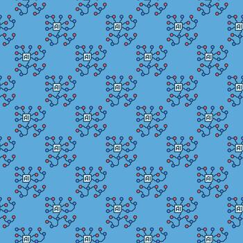 artificial inteligencia circuitos ai vector azul sin costura modelo