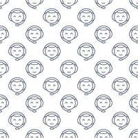 Chat Bot Head with Headset vector concept line seamless pattern