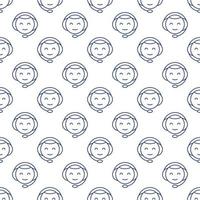 Chat Bot Head with Headset vector concept line seamless pattern