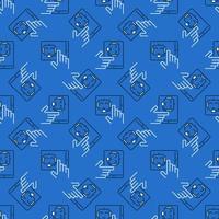 Chatbot on Tablet Screen vector concept blue seamless pattern