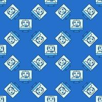 Chatbot on Computer Screen Online Chat colored seamless pattern vector