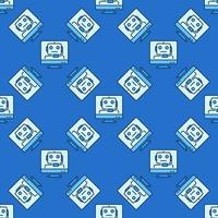 Chatbot on Computer Screen Online Chat colored seamless pattern vector