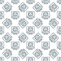 Computer Screen with Chatbot vector Online Chat line seamless pattern