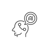 Head with AI Speech Bubble vector Artificial Intelligence Head concept line icon