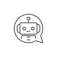 redondo habla burbuja con chatbot vector concepto contorno icono