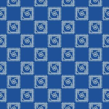 procesador con ai vector artificial inteligencia UPC azul línea sin costura modelo