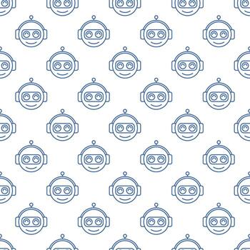 sonriente chatbot cabeza vector concepto contorno sin costura modelo