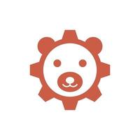 animal oso cabeza engranaje creativo logo diseño vector