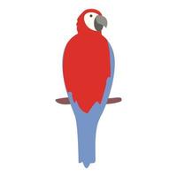 Macaw on tree icon cartoon vector. Bird parrot vector