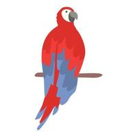 Macaw pet on branch icon cartoon vector. Parrot bird vector