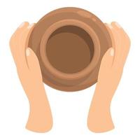 Top view pottery icon cartoon vector. Potter studio vector