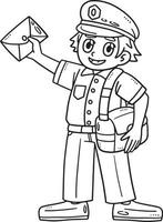 Postman Isolated Coloring Page for Kids vector