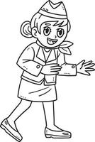 Stewardess Isolated Coloring Page for Kids vector