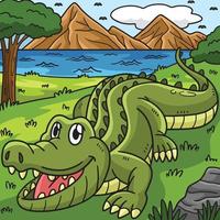 cocodrilo animal de colores dibujos animados ilustración vector