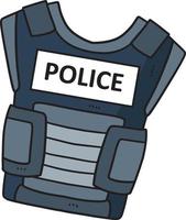 Police Bulletproof Vest Cartoon Colored Clipart vector